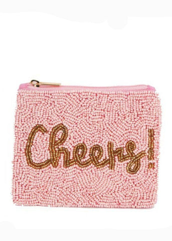 Hand Beaded CHEERS Coin Purse