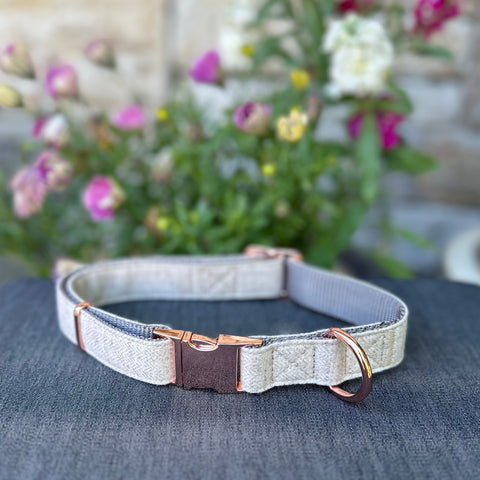 Blissful Rose Gold Herringbone Dog Collar