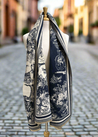 Luxury Equestrian Print Scarf - French Country side