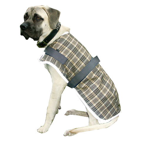 Plaid dog coat with fleece lining
