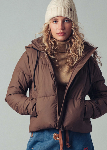 Cozy Drawstring Hooded Puffer Jacket - Chocolate