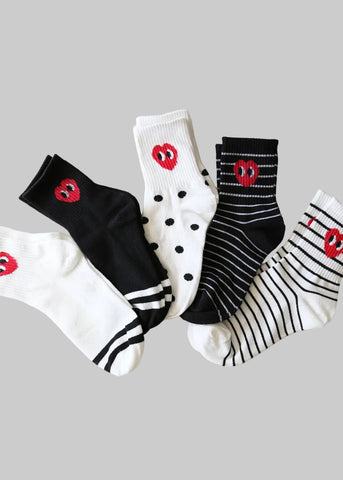 Heart & Stripe & Dots Crew Socks
