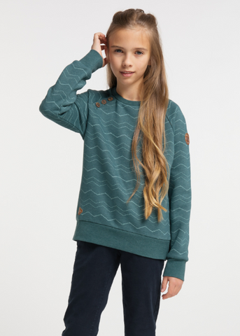 Ragwear Darinka Kids Zig Zag Pullover- Lagoon Green