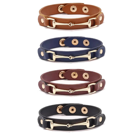 Vegan Leather Snaffle Bit Bracelet