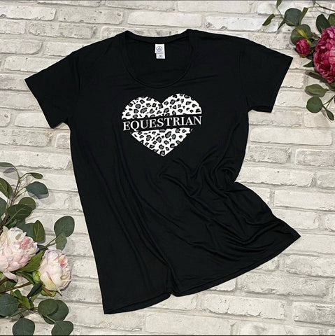 Blissful Equestrian Leopard Heart Liquid Tee