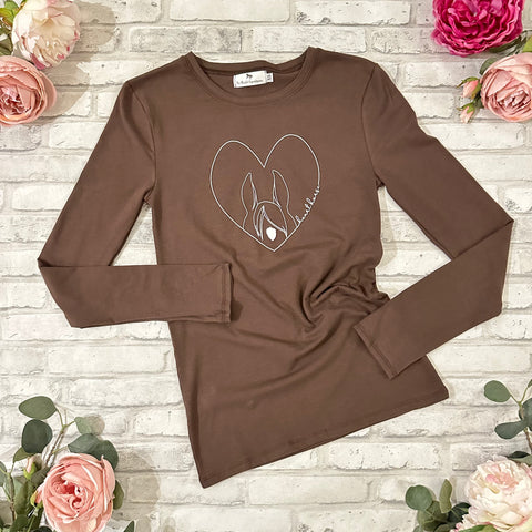 Blissful Heart Horse Long Sleeve - Chocolate