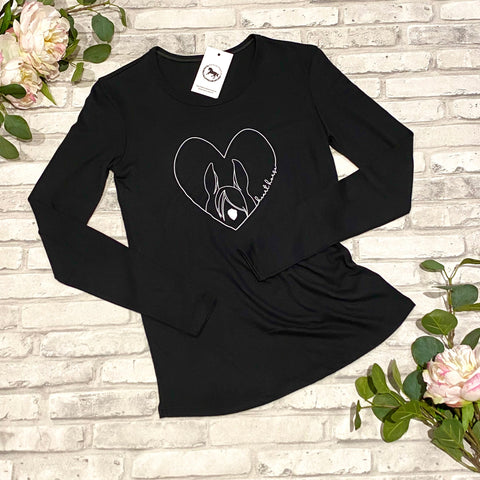 Blissful Heart Horse Long Sleeve - Black