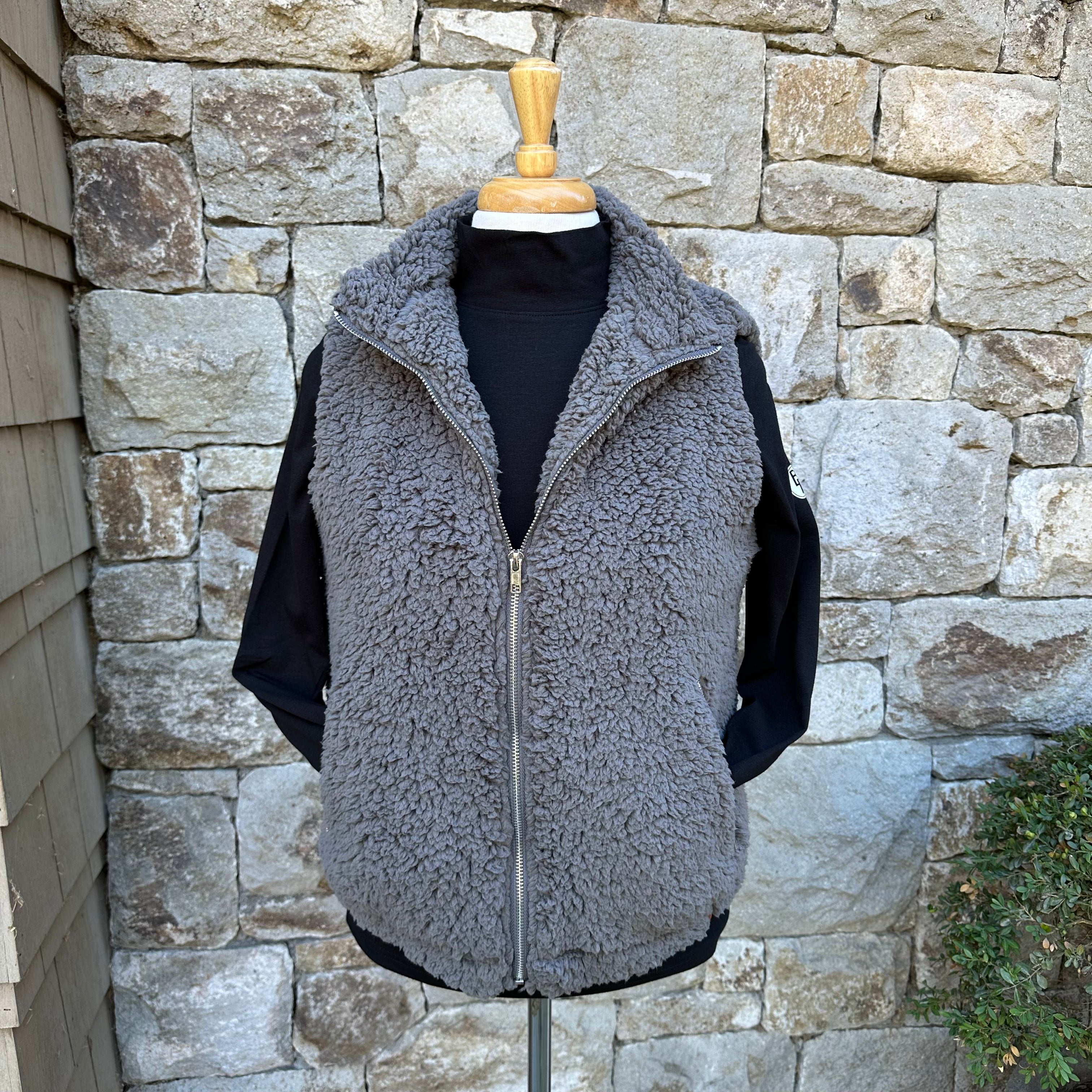 Blissful Adera Fleece Zip Vest Grey The Carrington Shoppe
