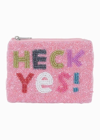 Hand Beaded Heck Yes! Coin Purse