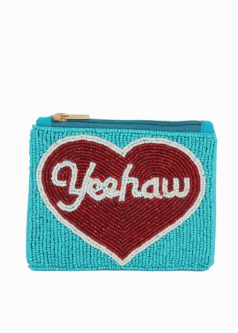 Hand Beaded YEEHAW Coin Purse