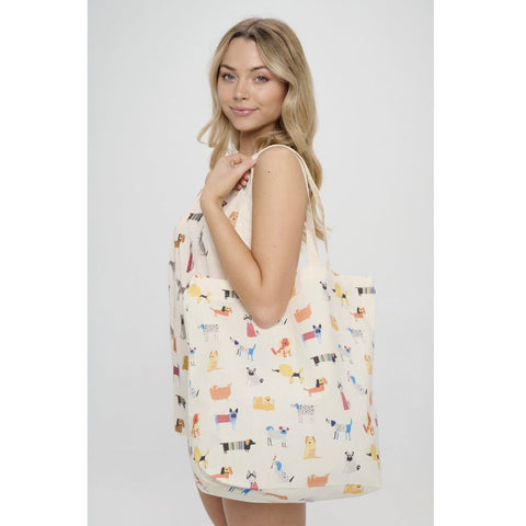 All the Dogs Zip Tote Bag with Pocket