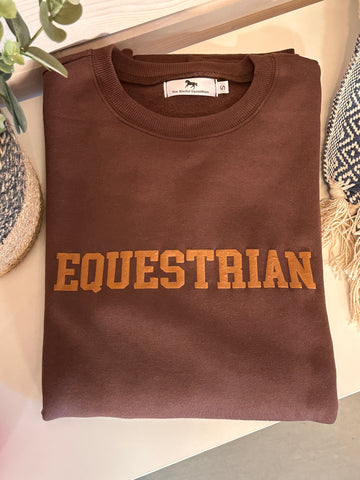 Blissful Equestrian Puff Print Sweatshirt - Chocolate