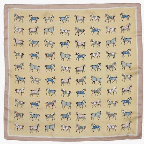 Satin Mini Horses Scarf - Yellow