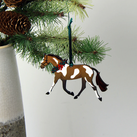Hunt Seat Christmas Ornament - Pinto Pony