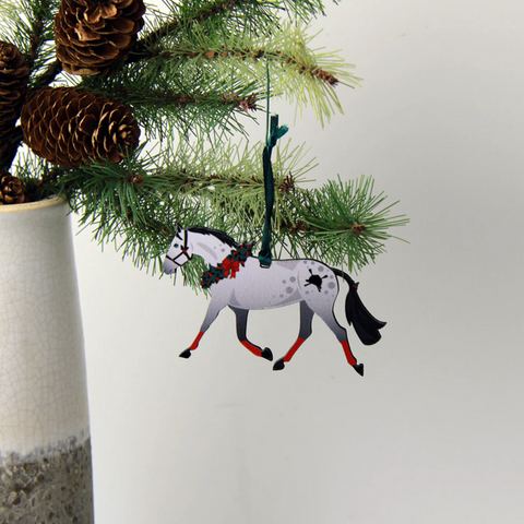 Hunt Seat Christmas Ornament - Dapple Grey Pony