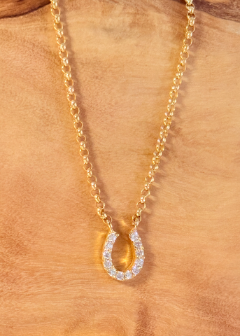 Blissful Crystal Horse Shoe 16” Necklace