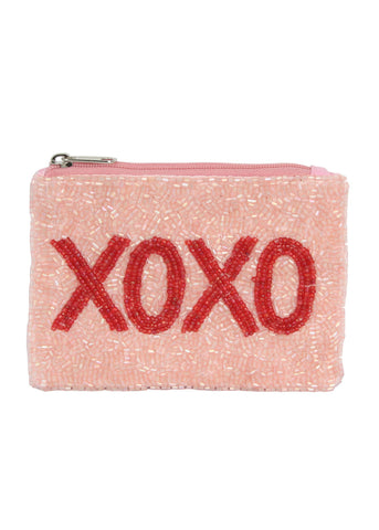 Hand Beaded XOXO Coin Purse