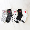 Heart & Stripe & Dots Crew Socks