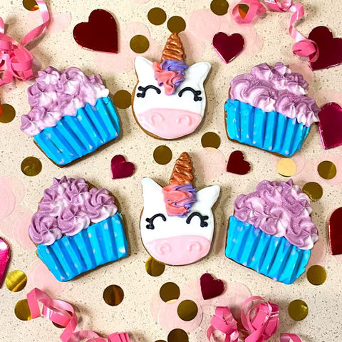 Blissful Unicorn and Cupcake Cookie 6 Pack