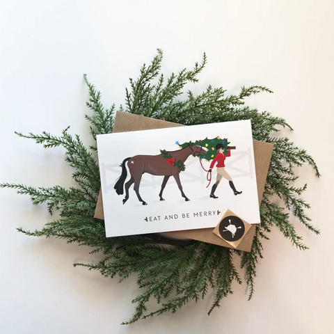 Eat and Be Merry English Equestrian Christmas Card