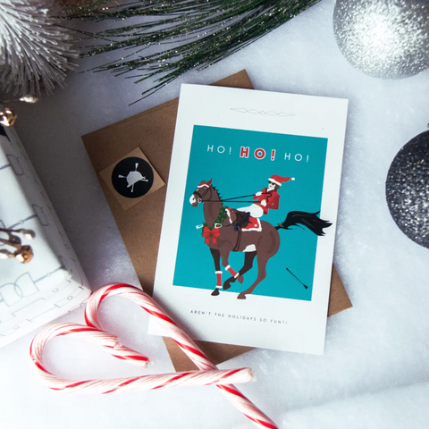 Ho! Ho! Ho! Equestrian Horse Holiday Greeting Card
