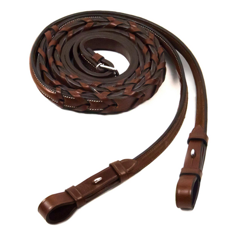 Hunter Laced Fancy Reins - Dark Brown