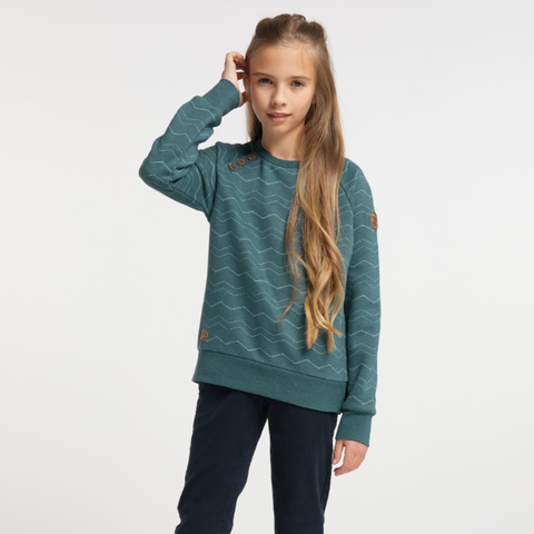 Ragwear Darinka Kids Zig Zag Pullover- Lagoon Green