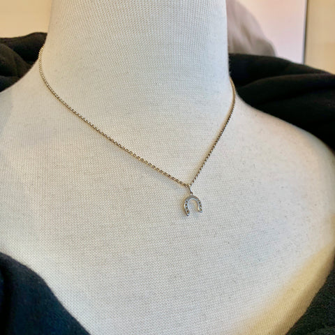 Blissful Solid Sterling Silver Little Horse Shoe Necklace