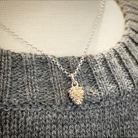 Solid Sterling Pine Cone Necklace