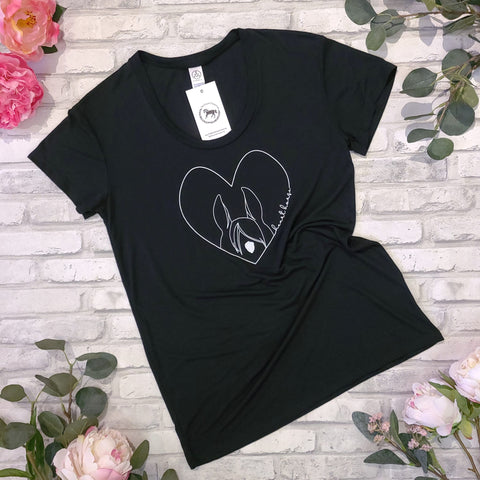 Heart Horse Liquid Soft T-Shirt- Black