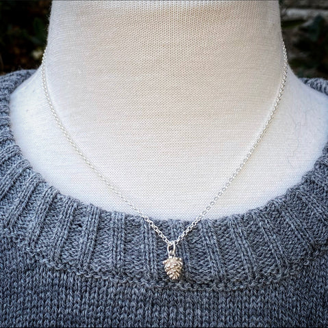 Solid Sterling Pine Cone Necklace